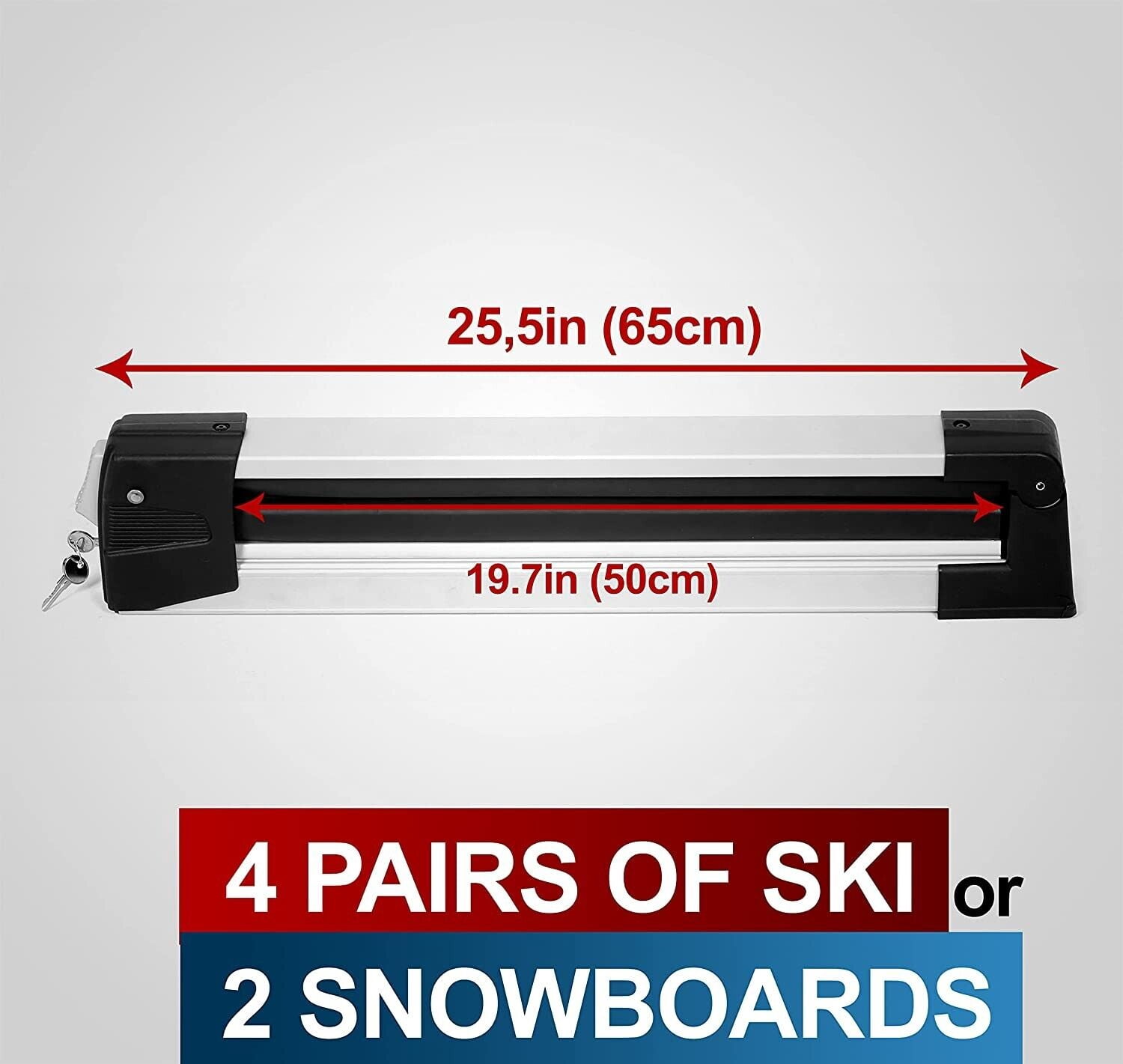Erkul 35" Ski Rack for Car Roof - Universal Ski & Snowboard Car Racks with Anti-Theft Lock and Extension with Sliding Rail | Carry up to 6 Pairs of Skis or 4 Snowboards