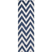 SAFAVIEH Cambridge Kaitlyn Geometric Wool Runner Rug, Navy/Ivory, 2'6" x 14'