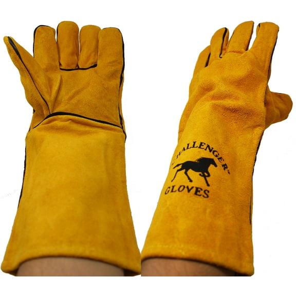 Challenger 16" Long Suede Leather Heat Resistant Welding Farrier Gloves 101TS03-16