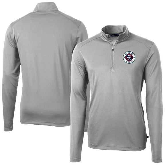 Men's Cutter & Buck Gray New England Revolution DryTec Virtue Eco Pique Recycled Quarter-Zip Pullover