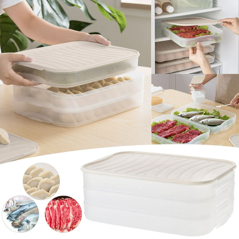Heiheiup Three Layer Food Preservation Storage Box Dumpling Storage Box  Stackable Transparent Food Storage Box Suitable For Kitchen And  Refrigerator Desk Pet Containers 