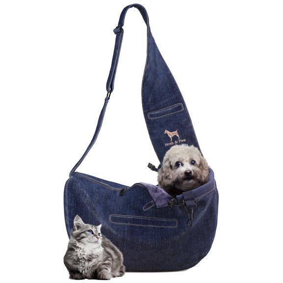 Transportín para perros NOAH & PAW Denim de 1,5 a 4,5 kg, correa ajustable
