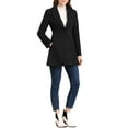 thumbnail image 2 of INSPIRE CHIC Women's Lapel Collar Buttoned Outwear Elegant Work Notch Trench Winter Coat 2XL Black, 2 of 7