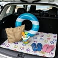 thumbnail image 2 of COEQINE Universal Cargo Liner for Cars SUVs, Scratch-proof Trunk Protection Cute Back Cargo Mat Vehicle Interior Accessories, 29 x 39 Inches, Colorful Paw Star Dots, 2 of 7