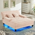 thumbnail image 3 of Jopath Chaise Lounge Chair Indoor,Oversized Upholstered Sofa Bed with Adjustable Backrest and LED Lights,63.8'' Chenille Lounge Sofa Chair for Living Room,Pink, 3 of 12