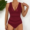 thumbnail image 2 of MDUKONU Maillot de Bain une-Pièce à Col Licou en V pour Femme One Piece Froncé Rouge m, 2 of 9
