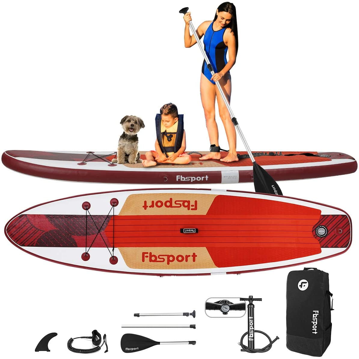 Fbsport 11 Ft SUP Inflatable Stand Up Paddle Board Surfboard with Standup Paddle Boards