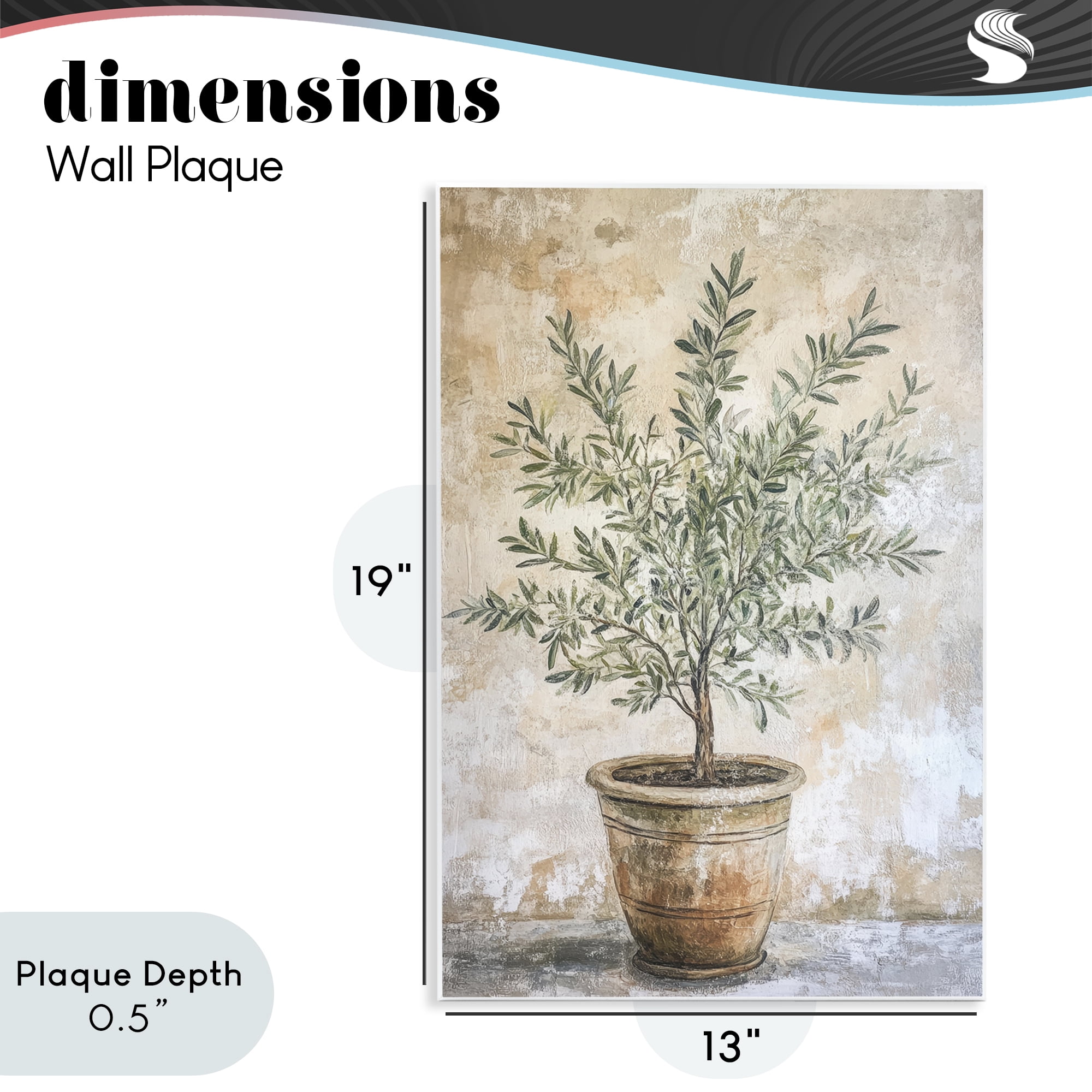 Stupell Industries Mediterranean Potted Olive Wall Plaque Art, design by Petal Prints Design