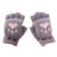 thumbnail image 4 of HJYCHN Winter Gloves Kids Boys Girls Convertible Flip Design Cat Cartoon Button Closure Cold Weather Gloves Purple 7-18 Years, 4 of 4