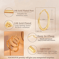 thumbnail image 5 of YOUNGYUE 14K Gold Plated Hoop Earrings for Women, Hypoallergenic Lightweight Big Thick Hoop Earrings, 35/40/50/60/70mm, 5 of 5