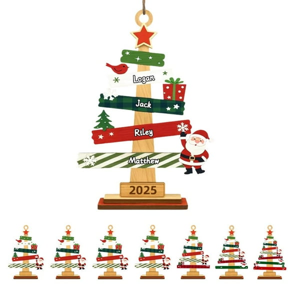 Custom Wood Ornament, Our Family Christmas Tree Ornaments, Personalized Christmas Birthday Gifts for Mom, Dad, Kids, Customized Family Christmas Tree Wooden