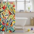 thumbnail image 3 of Manfei Hippie Bird Shower Curtain 72Wx72L, Cartoon Rainbow Leaf Bathroom Curtain, Yellow Teal, 3 of 5