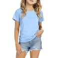 thumbnail image 2 of Girls Short Sleeve T-shirt Ice Silk Breathable Tops Summer Solid Tees (Light Blue 2T-3T), 2 of 6