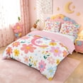 thumbnail image 2 of meiyoeat Watercolor Kawaii Flower Duvet Cover Set For Kids,Girls Personalized Monogram C Gifts Bedding Full,pink Reversible,3 Pieces(No Comforter), 2 of 6