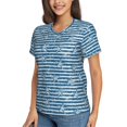 thumbnail image 5 of Yiaed Ocean on Striped Print Women's T Shirt V-Neck Short Sleeve Shirt Casual Breathable Tee Summer Tops-X-Large, 5 of 5