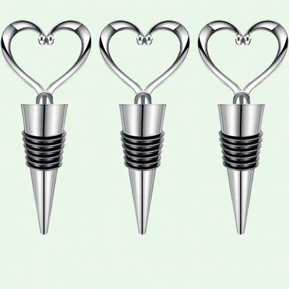 Set of 3 Heart Shape Reusable Wine Stoppers for Wine Champagne Beer Collection