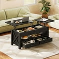 thumbnail image 1 of Greenstell Table Basse de Rangement à Plateau Relevable - Style Moderne avec 2 Tiroirs, Compartiment Caché et Plateau Relevable en Bois - Noir - 44 Pouces, 1 of 6
