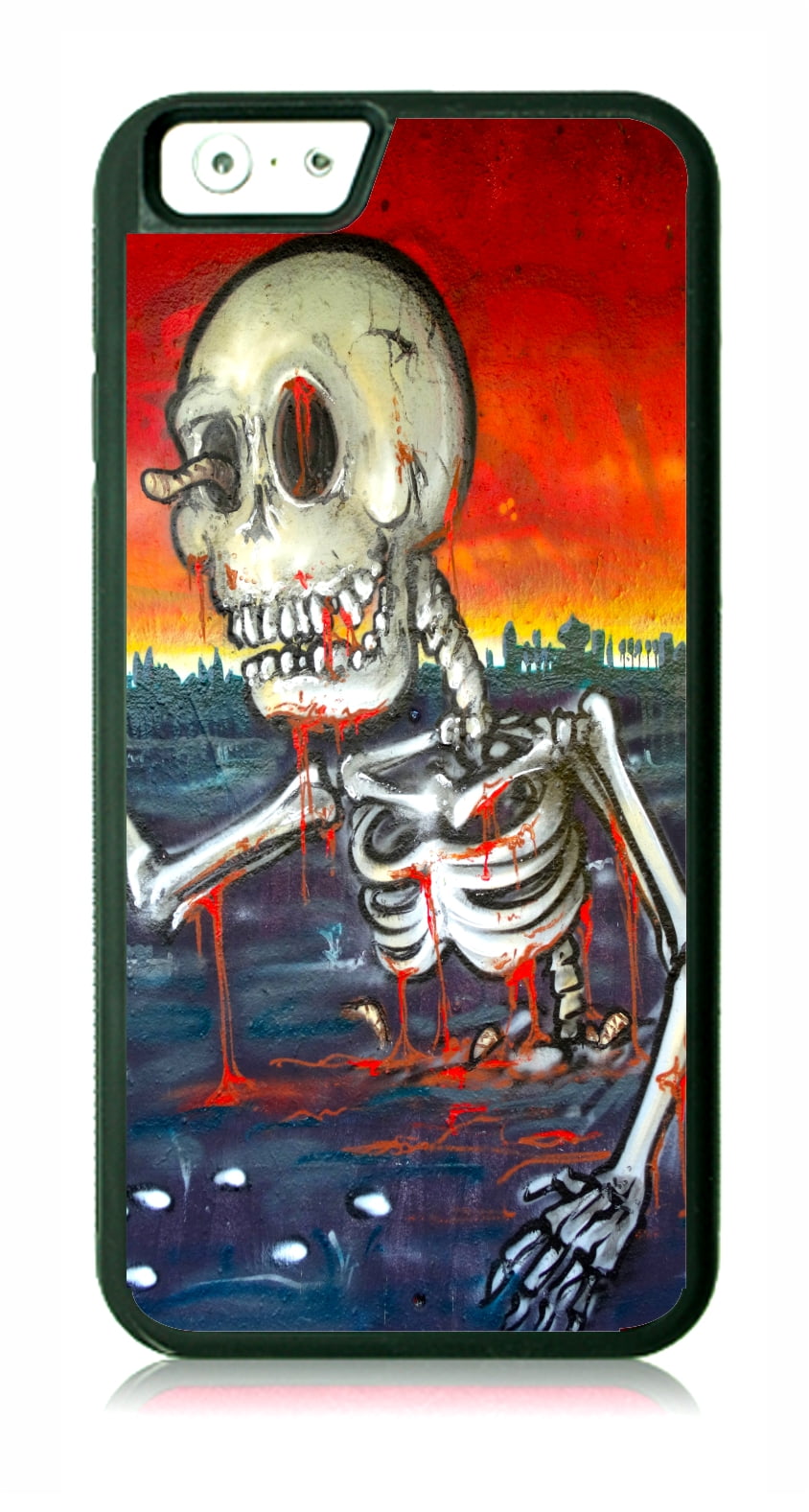 Graffiti Style Watercolor Zombie Skeleton Black Rubber Case for the Apple iPhone 6 / iPhone 6s - iPhone 6 Accessories - iPhone 6s Accessories