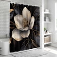 thumbnail image 5 of Black Gold Flower Shower Curtain Set - 48" x 72" Washable Bathtub Curtain with 12 Hooks, Gradient Luxurious Floral Botanical Waterproof Fabric Stall Shower Curtains for Bathroom/Bathtub Décor, 5 of 6