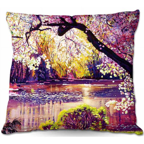 DiaNoche Designs Throw Pillows from Artist David Lloyd Glover - Central Park Spring Pond