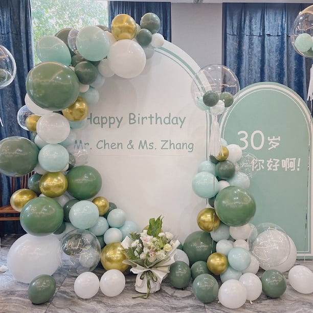 Kit de globos, 101 unidades, globos de látex para bodas, macarons verdes