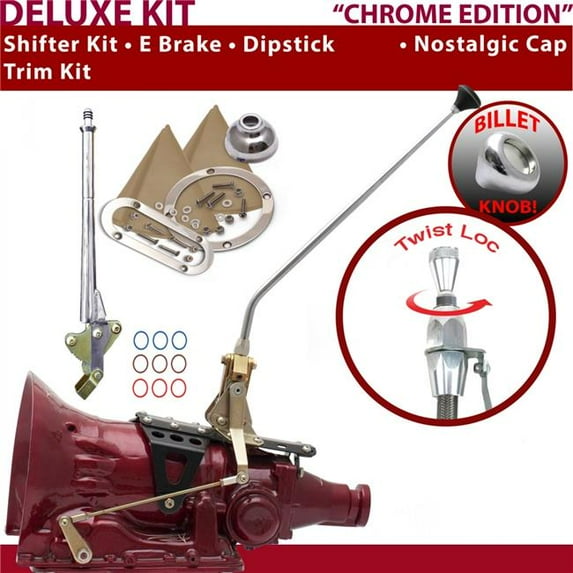 American Shifter C4 Shifter Kit Chrome 16 in. E Brake Trim Kit Dipstick for F2059