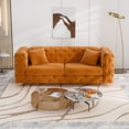 thumbnail image 5 of Wiilayok 75" Upholstered Tufted Sofa, Velvet 3 Seater Sofa Couch with Gold Legs,2 Pillows,Chesterfield Sofa Couch for Living Room, Orange, 5 of 7