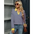 thumbnail image 7 of OBEEII Womens Striped Pullover Tops 2024 Fall Clothes Long Sleeve Sweatshirts Soft Oversize Shirts V Neck Y2K Sweatshirts, 7 of 7