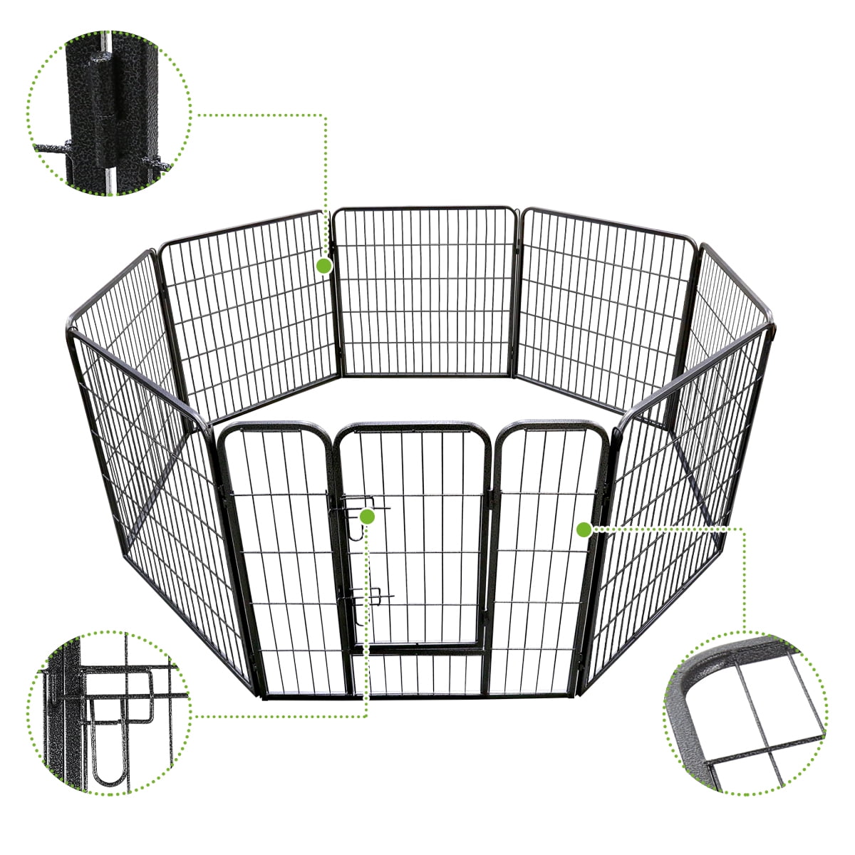 Geniqua Heavy Duty Metal 32" Tall Dog Pet Playpen Folding Yard Fence Cage 8-Panels