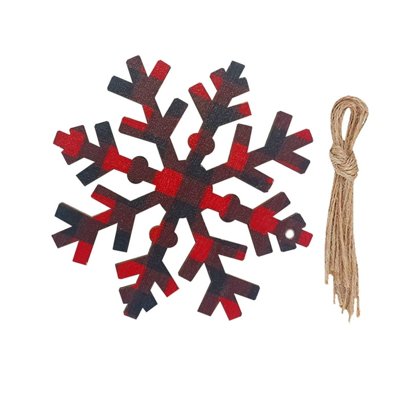 Christmas Wooden Snowflake Ornaments, 60 Pack Buffalo Plaid Hanging Tree  Decorations for Xmas Holiday Decor 