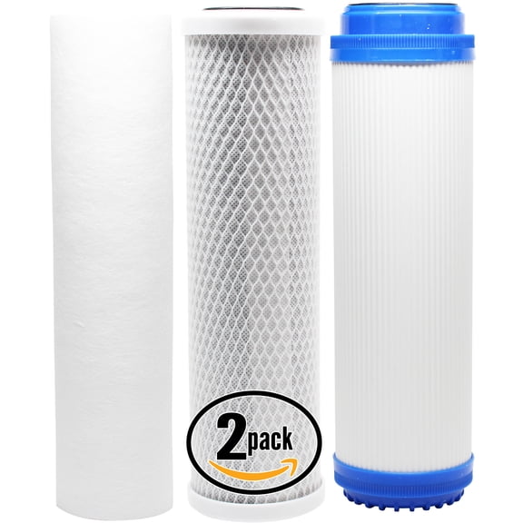2-Pack Replacement Filter Kit for MaxWater 103456 RO System - Includes Carbon Block Filter, PP Sediment Filter & GAC Filter - Denali Pure Brand