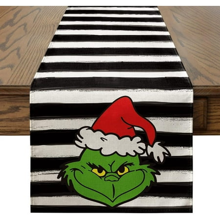 

Grinch Christmas Table Flag Kitchen Dining Table Decoration