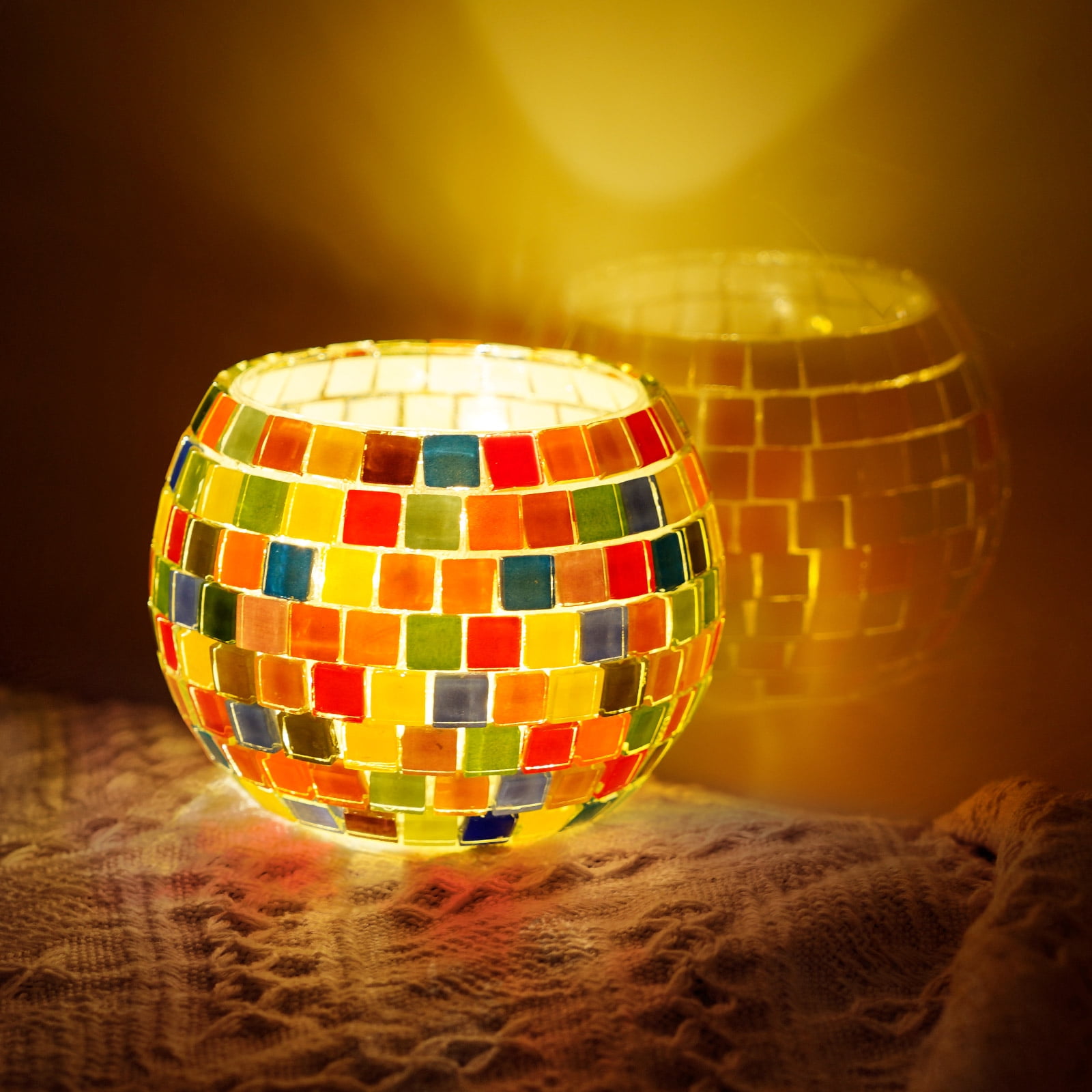 Mosaic Candle Holder for Kids, Diy Art and Crafts Kit for Adult, Tealight Candle Holder for Home Lighting Decor, Cool Birthday Gifts for Kids Ages 6-12