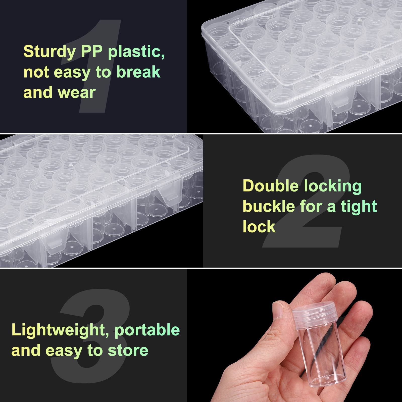 Uxcell Bead Organizer Box Diamond Art Containers 2pcs Rectangular Plastic Storage Case 120pcs Mini Clear Bead Storage Containers Boxes with 132pcs Stickers for Jewelry Beading Crafts