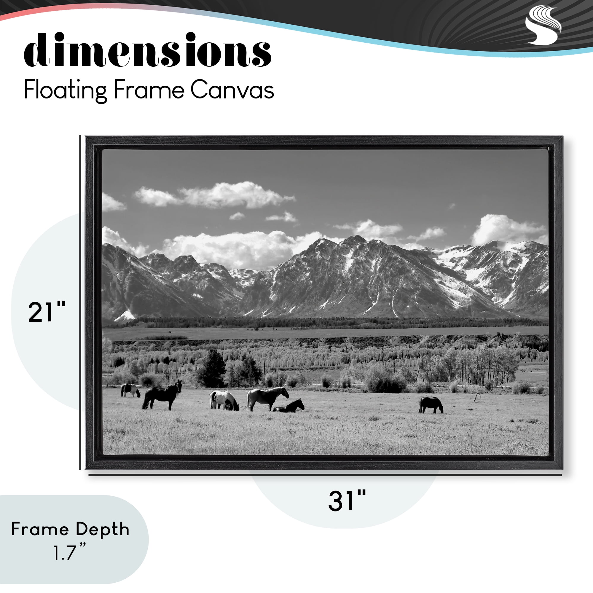 Stupell Industries Wyoming Ranch Horses Grazing Black Framed Floater Canvas Wall Art, design by Steve Toole