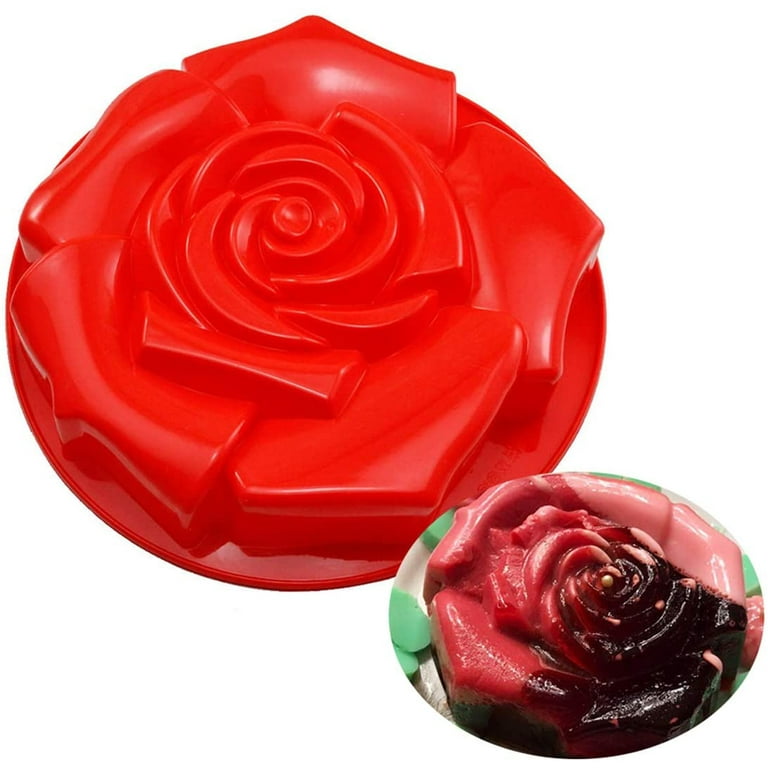 9 Inch Rose Flower Silicone Baking Mold | Happy Birthday Cake, Bread, Tart, Flan Bakeware | Non-Stick Flexible Tin
