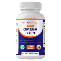 Vitamatic Vegan Omega 3-6-9 Complex 1250mg | Flaxseed, Olive, Borage & Algae Oils | Plant-Based Omegas | 120 Softgels