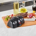 thumbnail image 3 of Restaurantware-Kitchen Tek 2-Stage Electric Knife Sharpener, 1 Straight-Edge Knife Sharpener With Sapphirite Grinding Wheel - 120 V, Quick Sharpening, Gray Plastic, For Kitchen Knives, 3 of 4
