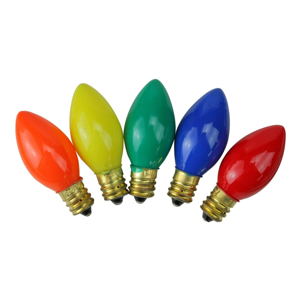 Pack of 25 Incandescent C7 Opaque MultiColor Christmas Replacement