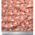 thumbnail image 1 of Soimoi Orange Cotton Cambric Fabric Mushroom,Oaknut & Rabbit Animal Print Sewing Fabric BTY 42 Inch Wide, 1 of 1