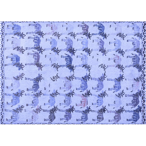 Ahgly Company Machine Washable Indoor Rectangle Abstract Blue Modern Area Rugs, 8' x 12'