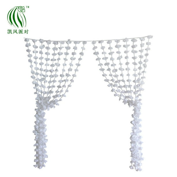 KAKOWELY Cortina de flores: cortina de cuentas con flores artificiales para bodas en interiores y exteriores. Elegante cortina de guirnalda romántica con flores decorativas.