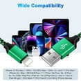 thumbnail image 5 of Bioonis Compatible for iPhone Charging Cable, 6FT Light-ning Cable, Nylon Braided Fast Charging High Speed Data Sync Transfer USB Cord Compatible with iPhone 14 13 13Pro 12 11 Max XS XR iPad(Green), 5 of 7
