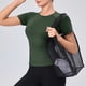 thumbnail image 5 of Camiseta de Manga Corta de Yoga para Mujeres Color Sólido Moda Casual Respirable Apretado Deportivo de Alta Elasticidad Camiseta de Carrera de Manga de Raglan Cuello Redondo Top de Manga Corta de Muj, 5 of 9
