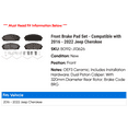 thumbnail image 2 of Front Brake Pad Set - Compatible with 2016 - 2022 Jeep Cherokee 2017 2018 2019 2020 2021, 2 of 2