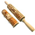 thumbnail image 3 of Christmas Elk Patterned Rolling Pin, Beech Laser Engraved Cookie Dough Stick Rolling Pin, 3 of 5