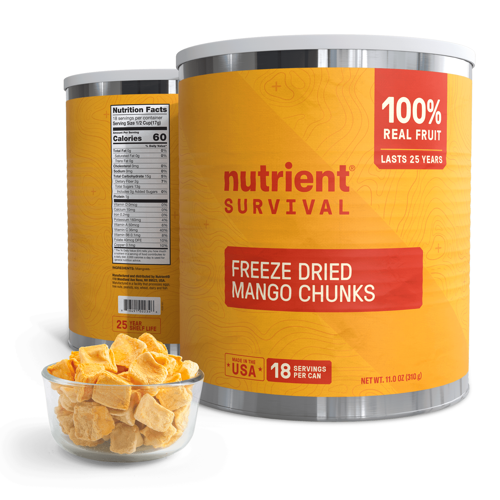 Augason Farms Freeze Dried Pineapple Chunks 12 oz No. 10 Can