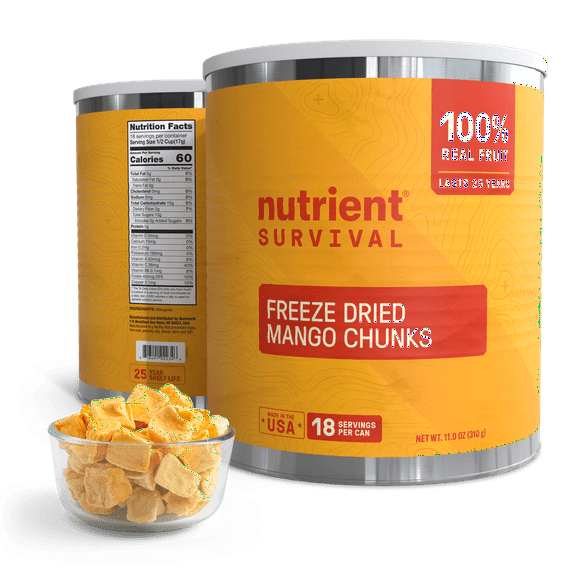 Freeze-Dried Mangoes – #10 Can | 25-Year Shelf Life | Emergency Food Storage & Snacking