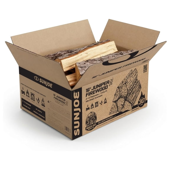 JFIREWOOD1.5 Sun Joe Smokin' Joe's Firewood, Kiln Dried Juniper Firewood for Stoves, 20 Logs