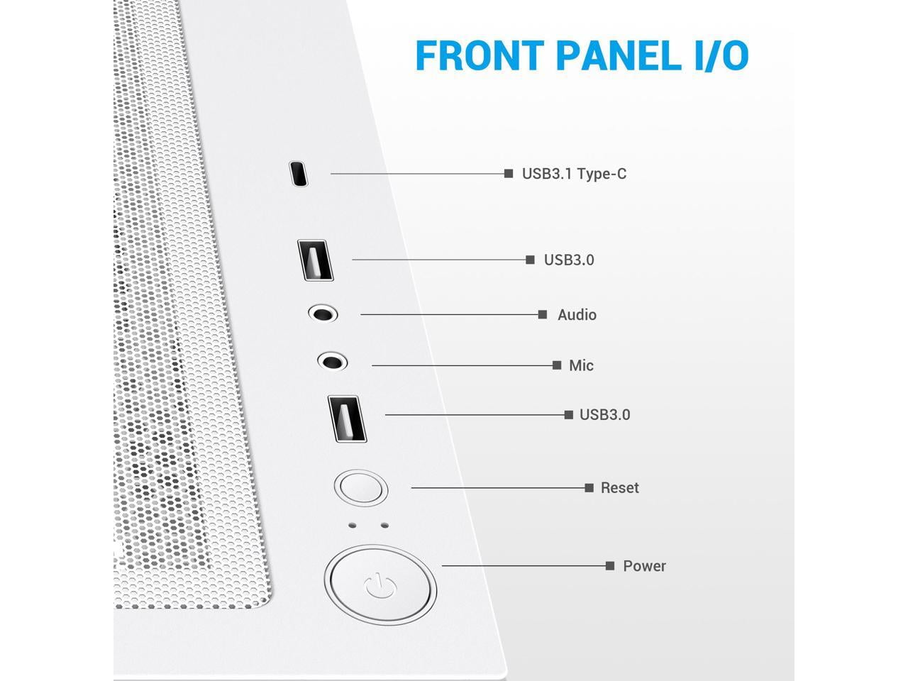 SAMA V40 White ATX Mid Tower PC Case, 6 Pre-Installed 120mm ARGB PWM Fans, Dual Tempered Glass Panels, Vertical Airflow Design, Gaming Computer Case for ATX/Micro-ATX/ITX Motherboard